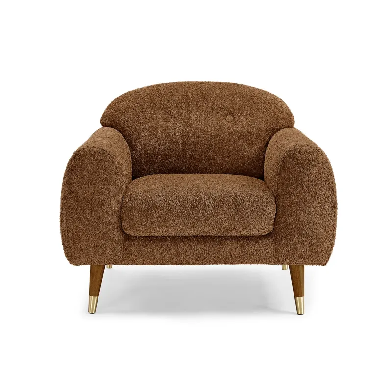 Photo 1 of 37.8"W Elishah MINIMORE Modern Style Iris Accent Chair & Armchair with Tufted back (Rust Boucle, Brown)