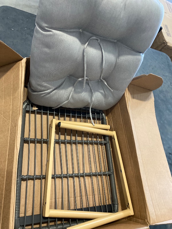 Photo 1 of DarkGray Wicker Outdoor Egg Chair Ottoman Steel Frame Footstool with Removable LightGray Cushions