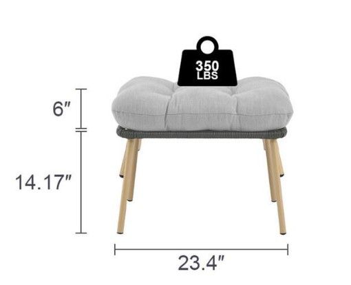 Photo 1 of DarkGray Wicker Outdoor Egg Chair Ottoman Steel Frame Footstool with Removable LightGray Cushions