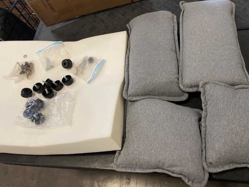 Photo 1 of (Only Pillows, Foam; Some Hardware) to 57" L Shaped Modular Sectional Cloud Sofa, Modern 3 Seat Chenille Couch with Ottoman for Living Room, Bedroom and Apartment, Grey