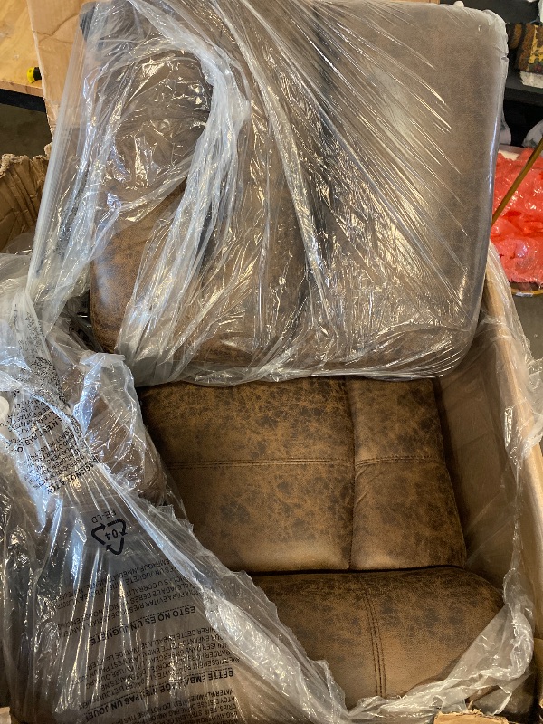 Photo 1 of Leather Recliner Chair, Classic and Traditional Manual Recliner Chair with Comfortable Arms and Back Single Sofa for Living Room, Nut Brown