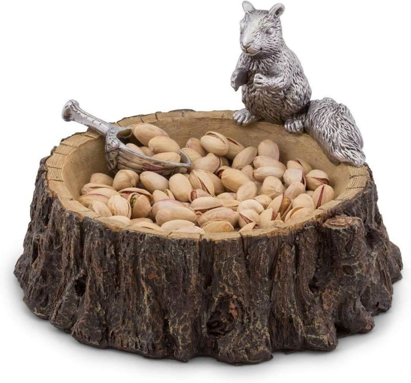 Photo 1 of Arthur Court Designs Aluminum Standing Squirrel on Log Nut/Candy/Snack Bowl Dish 7 inch Diameter