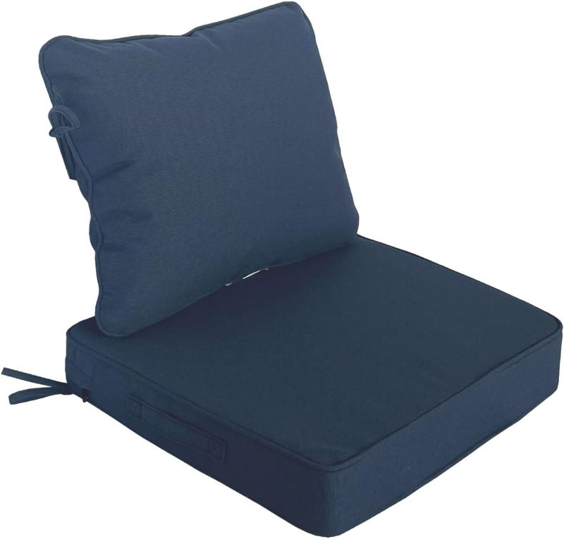 Photo 1 of 19"x19" Outdoor Universal Cushion Set of 1 Water-Proof Stain-Resistant UV Resistant Weather Resistant High Resilience Foam Patio Cushions with Handles & Ties Navy Blue