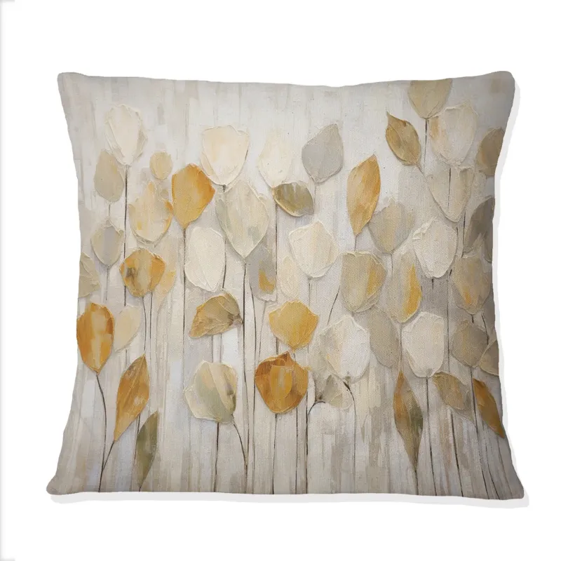 Photo 1 of Beige Botanical Impressions II - Abstract Botanicals Printed Throw Pillow