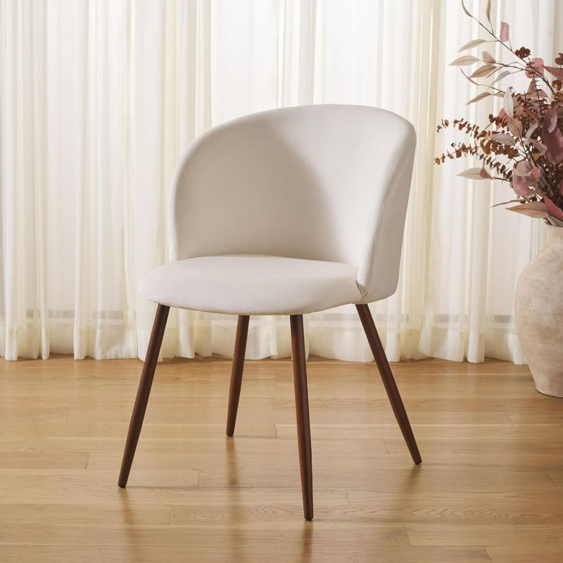 Photo 1 of 2 CT. Home Collection Aminah Ivory/Walnut Upholstered Dining Chair