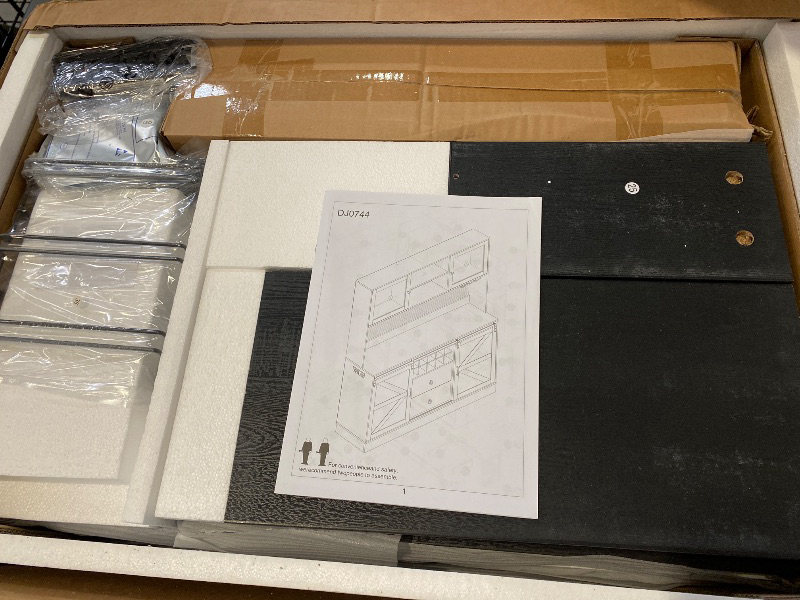 Photo 1 of 63.05" Bar Cabinet With Outlet, Wine Rack, Drawers And Hook