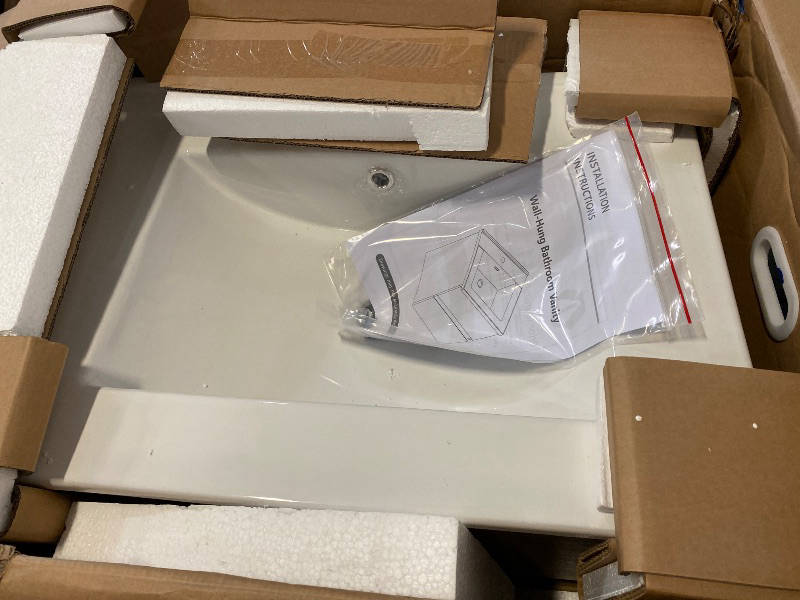 Photo 1 of Cove 24" Wall Mounted Bathroom Vanity with Ceramic Top, Two Soft Closing Drawers