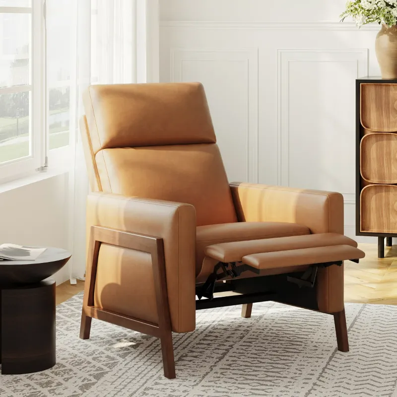 Photo 1 of ** Parts Only ** 1/2 Mid-Century Modern Push-Back Recliner Chair, PU Leather Armchair *Sold as set*
