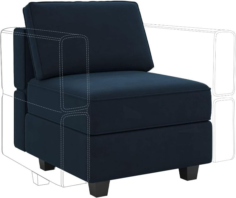 Photo 1 of Middle Module Belffin Modular Sofa Middle Module with Storage Accent Armless Chair for Modular Sectional Sofa Couch Velvet Blue
