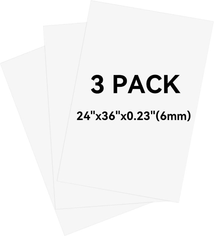 Photo 1 of 3 Pack White Foam Board 24"x36", 0.23" Thick Foam Core Board for Projects, White Poster Board for Painting, Displaying, and Craft Projects