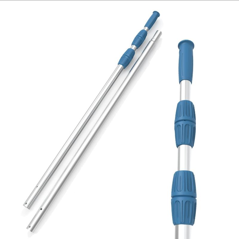 Photo 1 of KEMANO Professional 12ft Heavy Duty Swimming Pool Pole, Telescopic Aluminum, Adjustable 3.4-12ft, Fits Pool Vacuum, Net, Brush, Hook, Cleaning Tools, Universal Mount, Anti-Slip Grip, Twist Lock Design