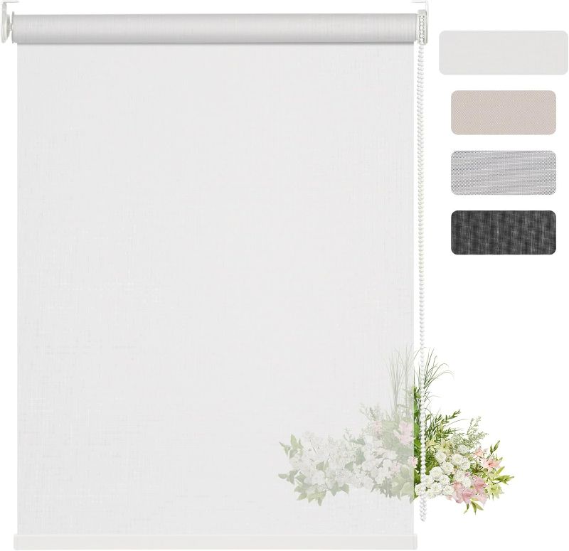 Photo 1 of Custom Light Filtering Roller Shades for Windows 10% Openness UV Protection Solar Shades Light Filtering Blinds Thermal Insulated Blinds Sheer Window Shades for Home Office Door,Off White
