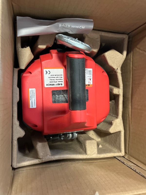 Photo 1 of Portable Drill Winch 1000LBS, Drill Powered Winch with Alloy Steel Wire Rope 40FT, Drill Winch for Lifting, Dragging, Handling, Trailer (Red)