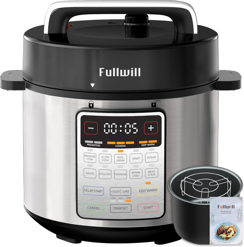Photo 1 of Fullwill Electric Pressure Cooker Uni 6qt, 9-in-1 Multi-Functional Slow Cooker, Rice Cooker, Yogurt Maker, Cake Maker, Sauté Pan, Steamer, Food Warmer, Soup Maker