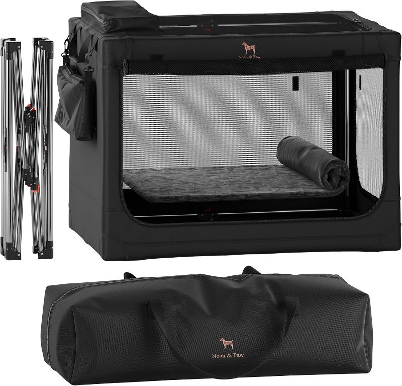 Photo 1 of Noah & Paw Collapsible Dog Crate 36 Inches, XL Dog Crate for XL, Large Medium Breed, Travel Kennel for Car, Includes Pet Mat for Pet Cage, 2 Storage Pockets, Handbag, 10mm Locking Zippers 36*25*23