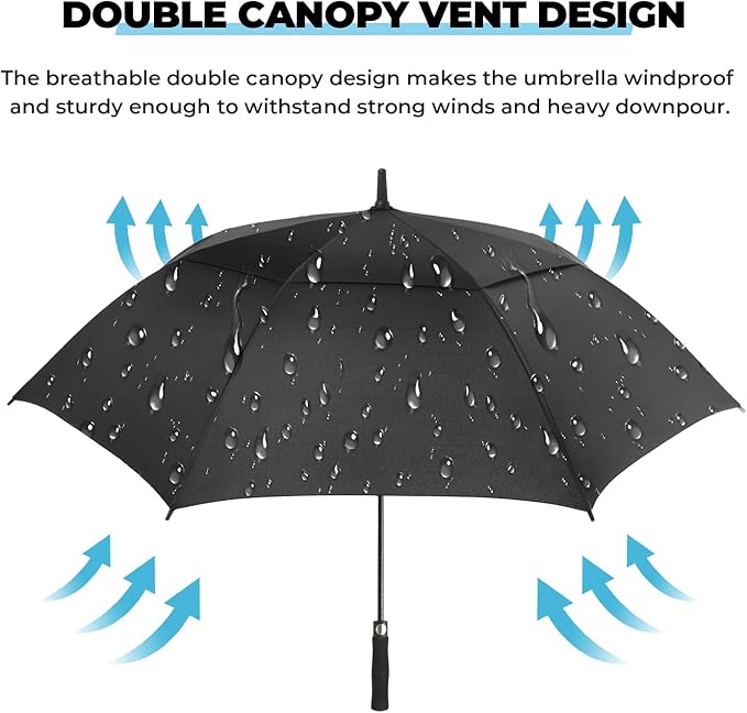 Photo 1 of Automatic Open Extra Large Golf Umbrella Windproof Heavy Duty Large Umbrellas for Rain, Oversize Double Canopy Vented Stick Umbrellas for Golf and Outdoor Sports