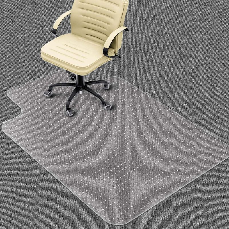 Photo 1 of Heavy Duty Office Chair Mat for Carpet Floors & Desk Mat for Carpeted Floors - Clear Floor Protector with Extended Lip | Slip-Resistant, Easy Glide 36"x48" for Low/Flat Pile - Home, Office & Gaming