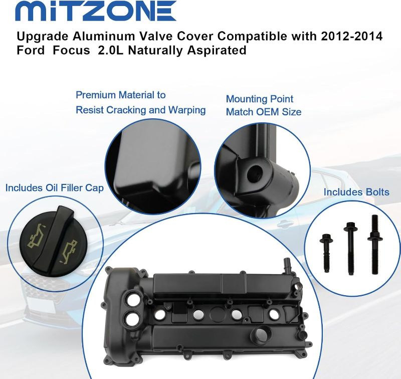 Photo 1 of MITZONE Upgrade Aluminum Valve Cover Compatible with 2012 2013 2014 Ford Focus 2.0L Naturally Aspirated Replace CM5Z6582AH