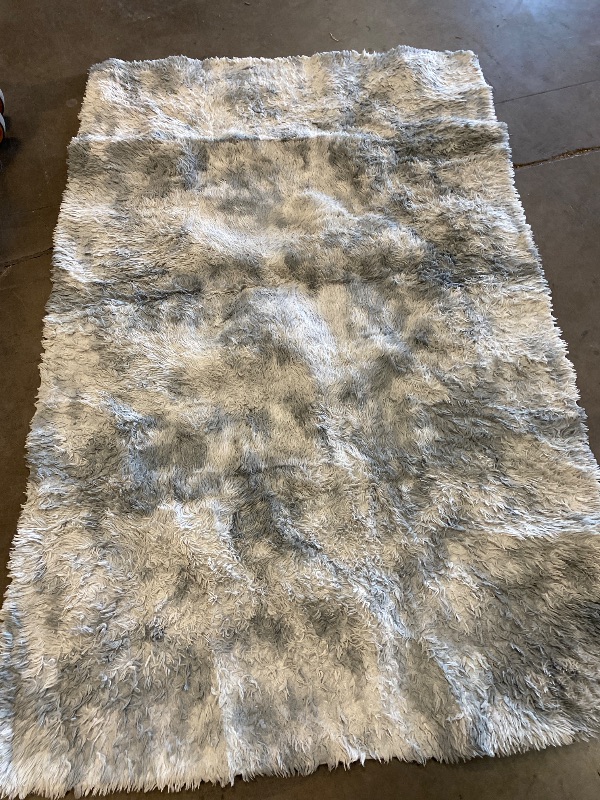 Photo 1 of TABAYON Luxury 6x9 Modern Indoor Home Living Room Area Rugs, Anti-Skid Soft Fluffy Shag Fur Bedroom Rugs for Home Decor Tie-Dyed Light Grey