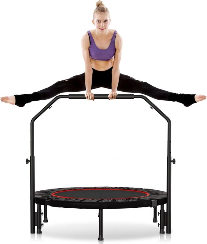 Photo 1 of Rebounder Trampoline for Adult,460 LBS Mini Trampoline for Adults with Bar,Exercise Trampoline Indoor/Outdoor Use,40 inch Fitness Rebounder