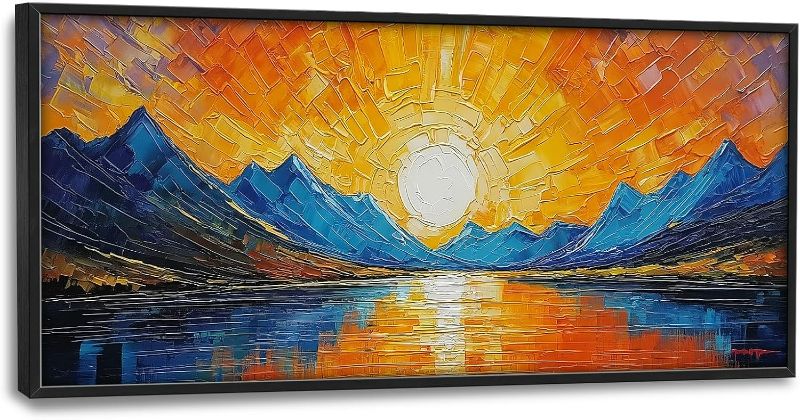 Photo 1 of Sunset Mountain Large Wall Art for Living Room Big Landscape Painting Wall Decor Framed Canvas Pictures Print Sunrise Nature Artwork Decorations for Bedroom Office Bathroom Dining room Gifts 30"x60"