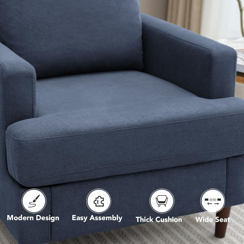 Photo 1 of Mid-Century Accent Chair,Modern Linen Fabric Armchair for Living Room,Comfy Upholstered Reading Accent Chairs for Bedroom,Single Sofa Chair with Wood Legs (Blue Grey, 1 Pack)