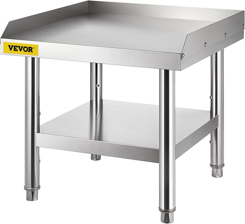 Photo 1 of VEVOR Stainless Steel Equipment Grill Stand, 24 x 24 x 26 Inches Stainless Table, Grill Workstations with Adjustable Storage Undershelf, Equipment Stand Grill Table for Hotel, Home, Restaurant Kitchen