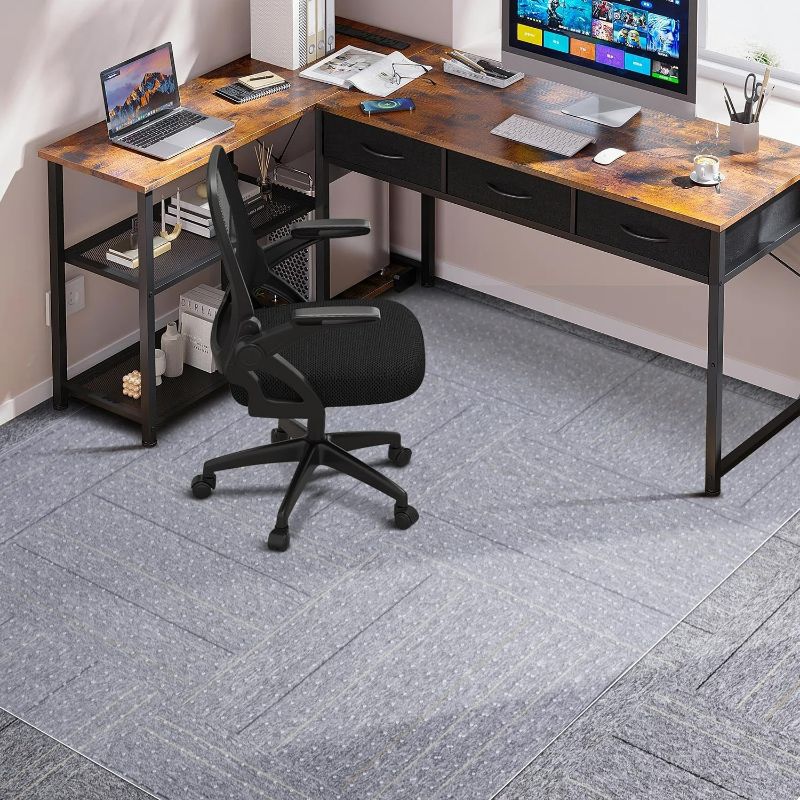 Photo 1 of Clear Chair Mat for Carpet, QQpony 46" x 60" Office Chair Mat for Carpeted Floors, Heavy Duty Rolling Floor Protector Computer Desk Mat with Grips, Vinyl Floor Mat for Home Office (Clear)