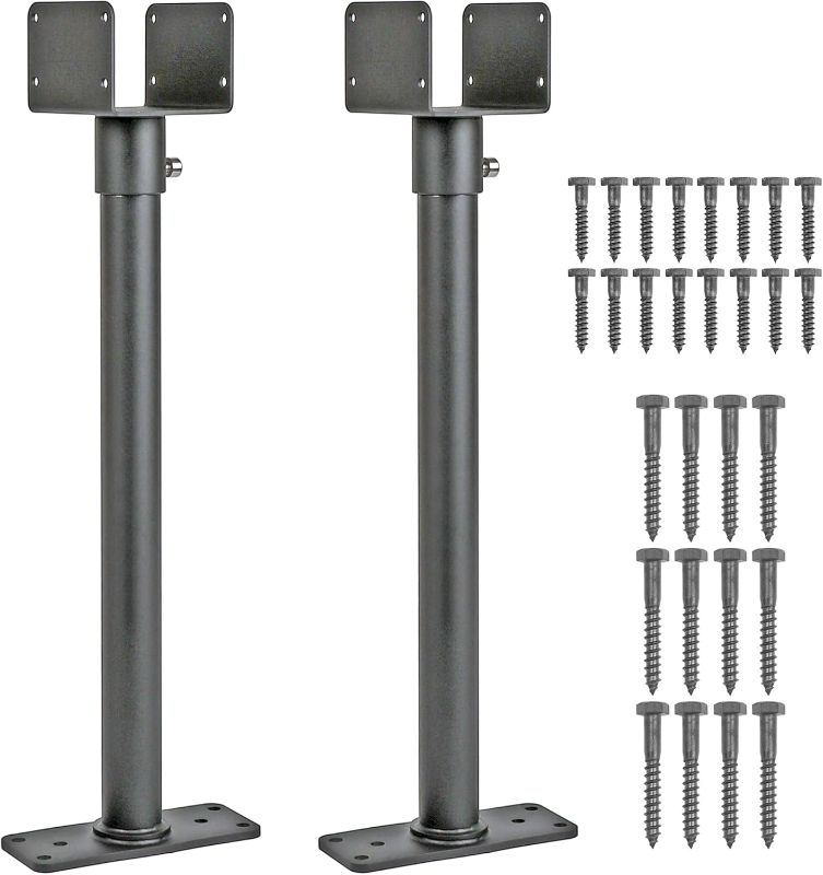 Photo 1 of 2Pack 3.6" Saddle Stainless Steel Roof Riser for Patio Pergola, 18-1/4 Inches High, Black Finish