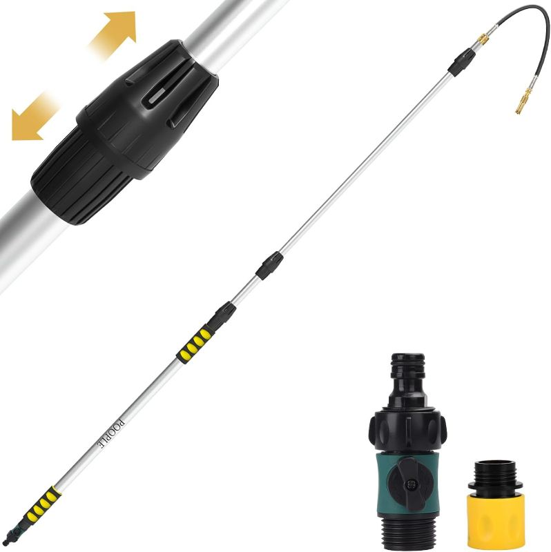 Photo 1 of 24ft Reach Gutter Cleaning Tools From The Ground, 16ft Telescopic Gutter Cleaner Tools, Rain Gutters Cleaning Tool With Garden Hose Attachment and Bendable Wand