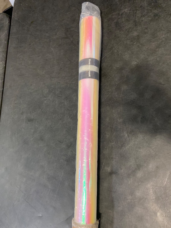 Photo 1 of Holographic Rainbow Pink Car Vinyl Wrap Chameleon Color Change High Gloss Self Adhesive Car Vinyl Film Roll, 53.14'' x 137.79''