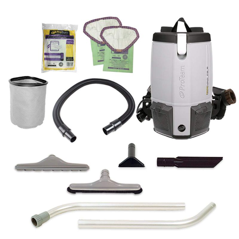 Photo 1 of ProTeam Backpack Vacuums, ProVac FS 6 Commercial Backpack Vacuum with HEPA Media Filtration and Restaurant Tool Kit, 6 Quart, Corded