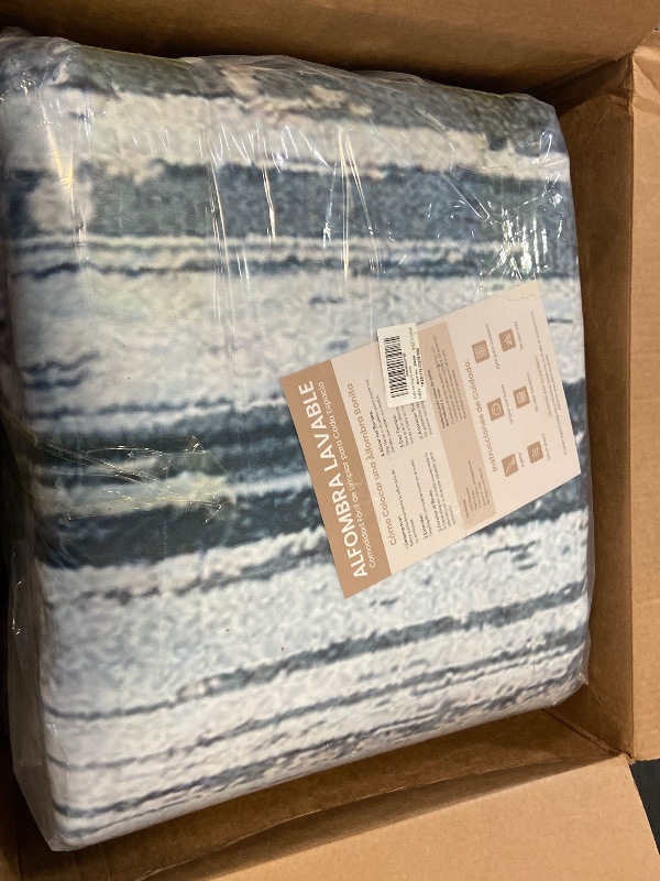 Photo 1 of Rugflix 8x10 Area Rug, Washable Rug for Living Room, Non Slip, Soft Low Pile, Modern Abstract Blue Grey Rug for Bedroom, Dining Room, Home Office, Indoor Floor Carpet