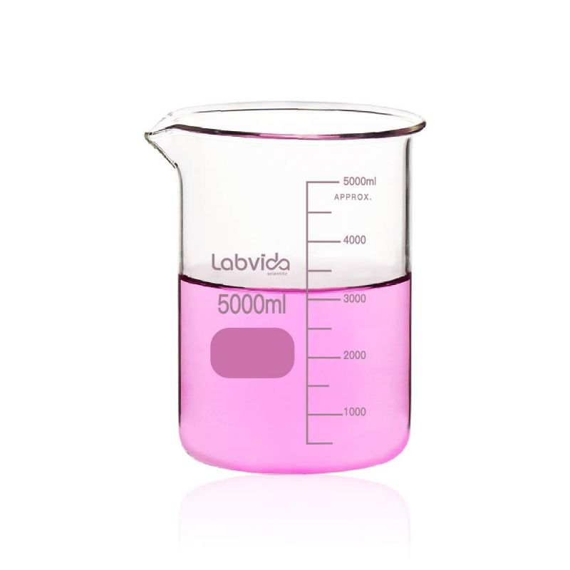 Photo 1 of Griffin Low Form Glass Beaker, Vol.5000ml, 3.3 Borosilicate with Printed Graduation, LVA016
