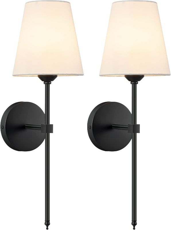 Photo 1 of Wall Sconces Sets of 2, Retro Industrial Wall Lamps, Bathroom Vanity Sconces Wall Lighting with White Fabric Shade, Suitable for Bedroom Living Room Corridor Kitchen