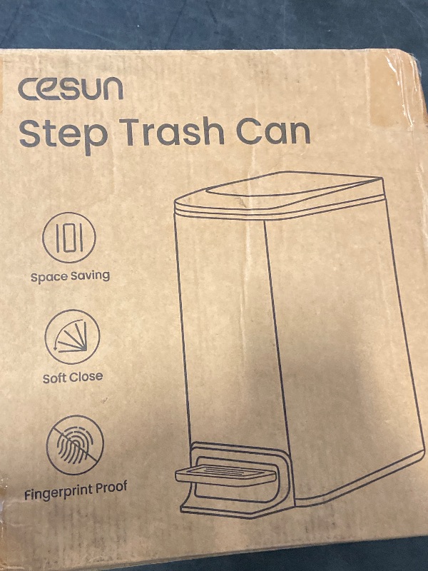 Photo 1 of mDesign Slim Metal Rectangle 1.3 Gallon/5 Liter Trash Can with Step Pedal, Easy-Close Lid, Removable Liner - Narrow Wastebasket Garbage Container Bin for Bathroom, Bedroom, Kitchen - Black