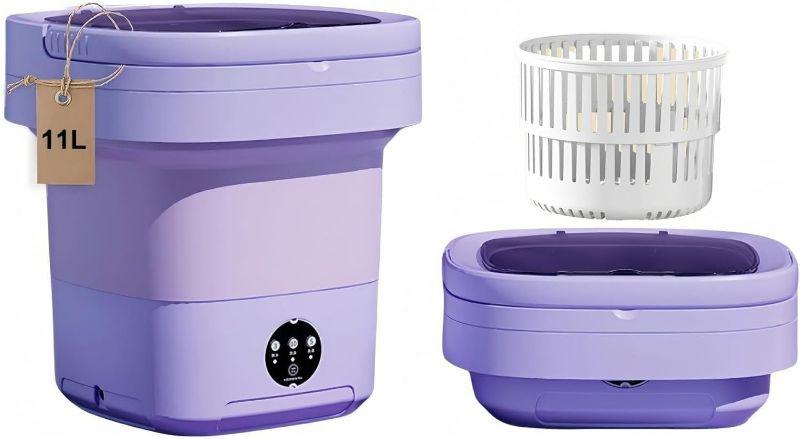 Photo 1 of Portable Washing Machine, Mini Washer,11L Upgraded Large Capacity Foldable Washer.Deep Cleaning of Underwear, Baby Clothes and Other Small Clothes.Suitable for Apartments, Dormitories, Hotels.(Purple)