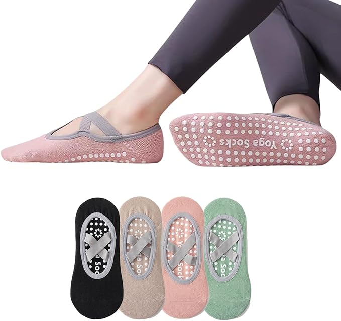 Photo 1 of Grip Pilates Socks for Women Yoga Socks with Grips Open Top Non Slip Grippy Socks for Barre, Ballet, Barefoot Workout