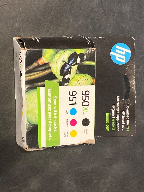 Photo 1 of HP Original 951 Cyan, Magenta, Yellow / 950XL Black Ink Cartridges (4-Pack) | Works OfficeJet 8600 Series OfficeJet Pro 251dw, 276dw, 8100, 8600 Series | Eligible for Instant Ink | C2P01FN