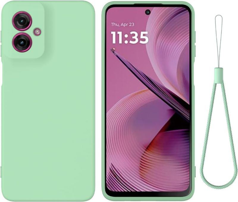 Photo 1 of Case for Motorola Moto G55 5G, Silicone Protective Phone Case for Motorola Moto G55 5G with Silicone Lanyard, Slim Thin Soft Shockproof Cover for Motorola Moto G55 5G Silicone Case Green