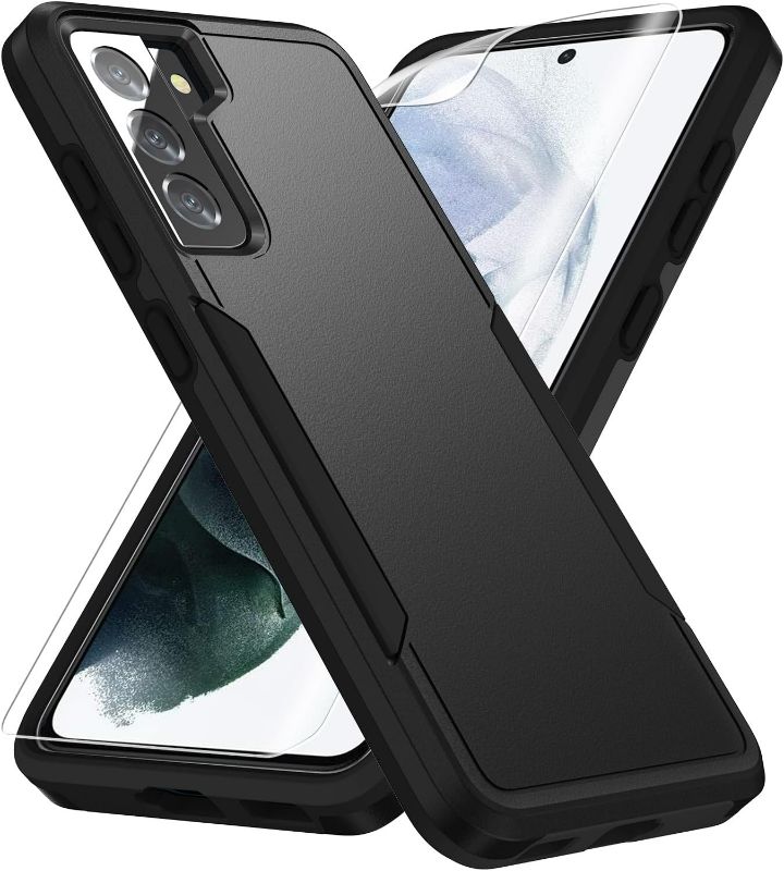 Photo 1 of for Samsung Galaxy S21 Case, Galaxy S21 Case with HD Screen Protector [Military Grade Drop Tested] Heavy-Duty Tough Rugged Shockproof Protective Case for S21, Black