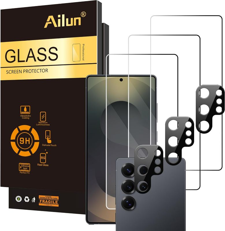 Photo 1 of Ailun Glass Screen Protector for Galaxy S25 Ultra [6.9 Inch] 3Pack + 3Pack Camera Lens Tempered Glass Fingerprint Unlock 0.25mm Ultra Clear Anti-Scratch Case Friendly [Not For S25/S25 Plus/S25 Edge]