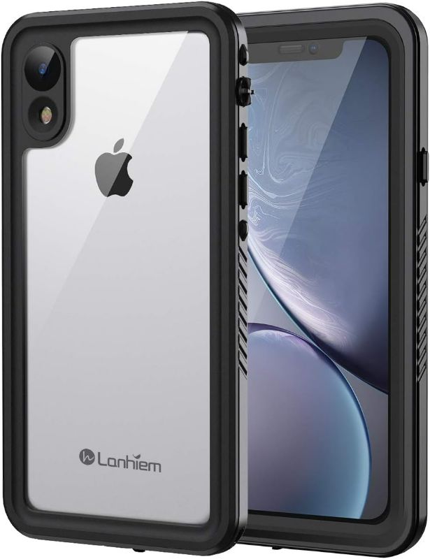 Photo 1 of Lanhiem for iPhone XR Case, IP68 Waterproof Dustproof Case with Built-in Screen Protector, Heavy Duty Full Body Protective Phone Cover for iPhone XR, Black/Clear