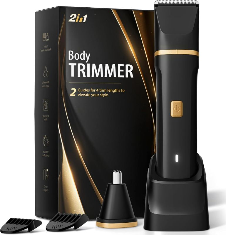 Photo 1 of Electric Razor for Men, IPX7 Waterproof Versatile Shaver for Temple, Groin, Nose, Ear Hairs, Beard, Body Hair Trimmer for Men, Painless Grooming Kit with 2 Replaceable Ceramic Blade Heads