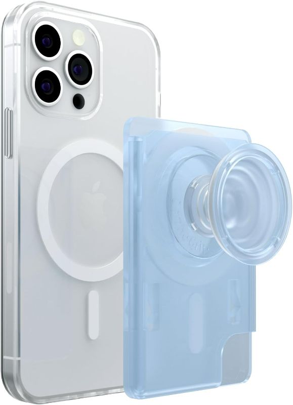 Photo 1 of Multi Functional Magnetic Phone Wallet with Expanding Phone Grip Kickstand Compatible with Magsafe Including Adapter Ring Phone Card Holder (SkyBlue)