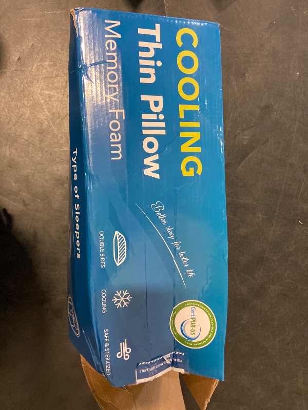 Photo 1 of Thin Pillow for Sleeping, Cooling Gel Flat Pillow for Stomach and Back Sleepers, Ultra Slim Stomach Sleeping Pillows for Shoulder Neck Pain Relief, Low Profile Memory Foam Pillows 2.25-inches