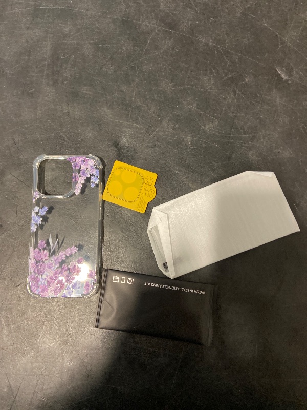 Photo 1 of Flower Pattern Designed for iPhone 13 Pro Max Case[with Screen Protector], Floral Clear Women Phone Case Shockproof Protective Soft TPU Bumper Cover 6.7 Inch 2021(Lavender/Purple)