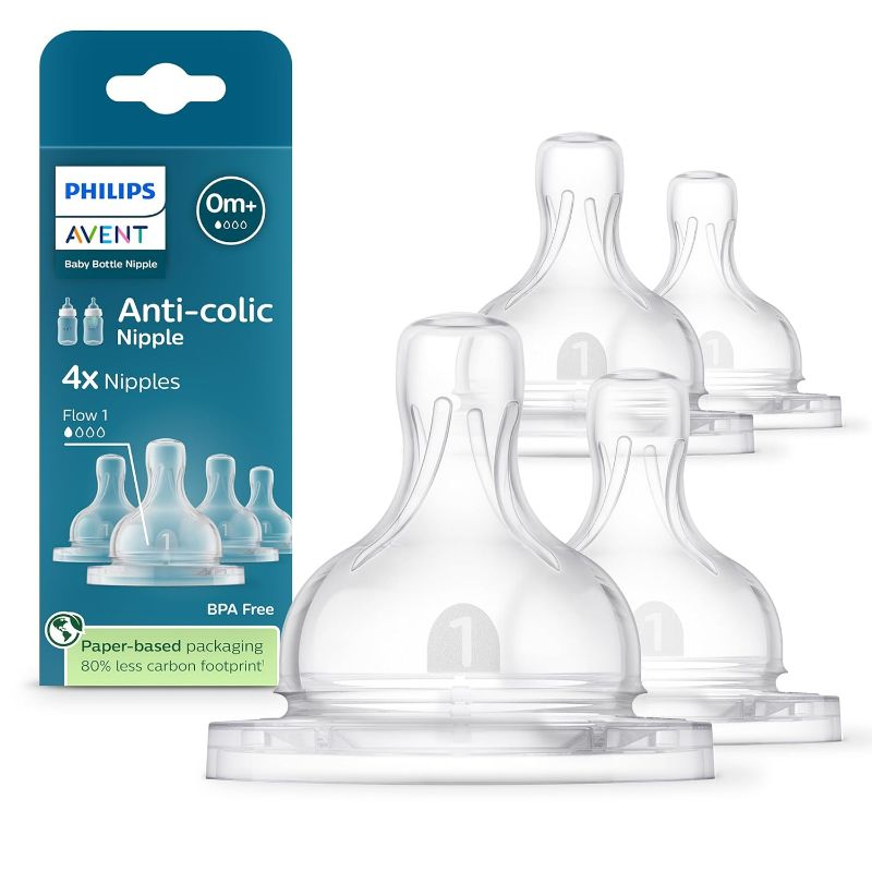 Photo 1 of Philips Avent Anti-Colic Nipples - Flow 1, 4-Pack, SCY761/44