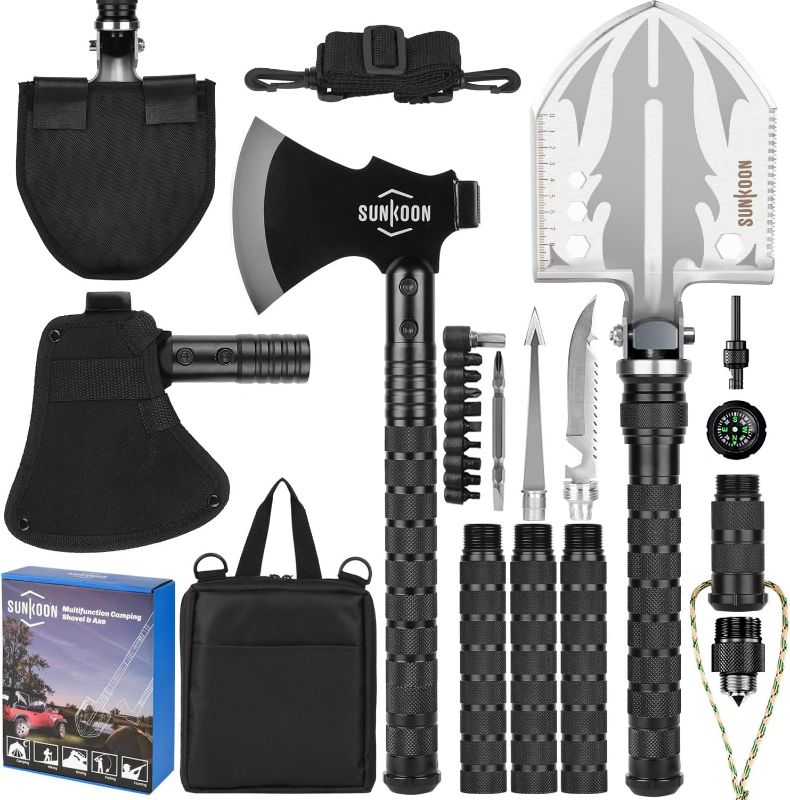 Photo 1 of Survival Shovel Survival Axe, Camping Folding Shovels Hatchet with 19.2-37.8inch Lengthened Handle Enlarged Shovelhead High Carbon Steel with Storage Pouch for Camping Cycling Hiking
