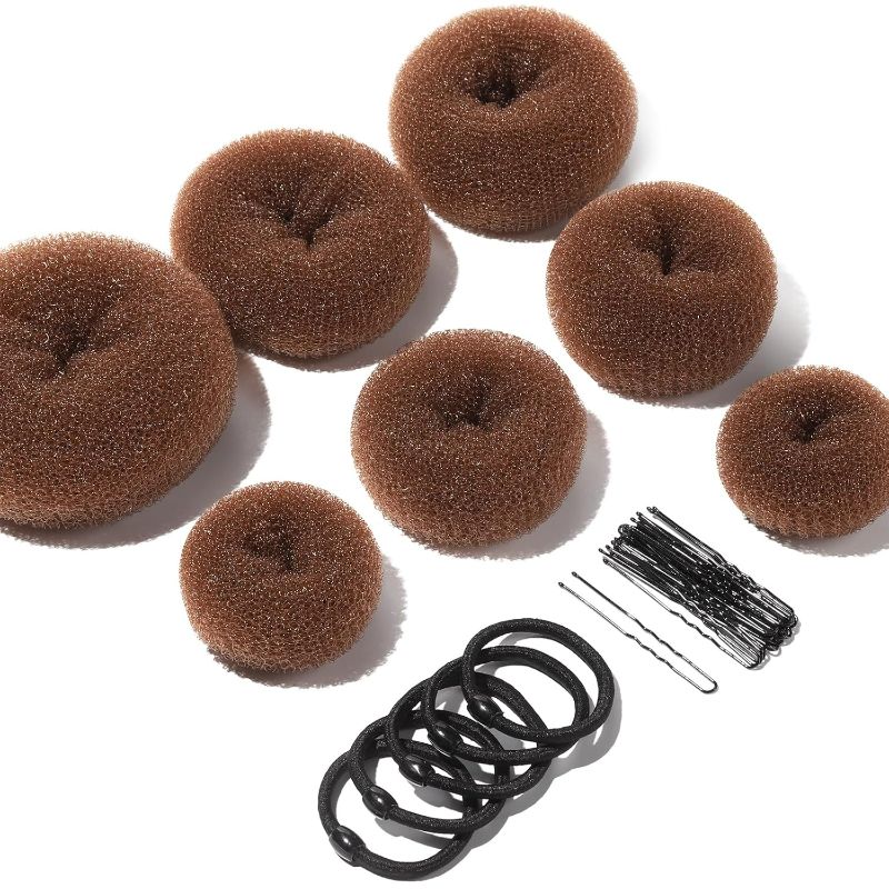 Photo 1 of Teenitor Hair Bun, Bun Maker, Hair Donuts for Buns, Ballet Bun Maker for Kids,7pcs, Light Brown